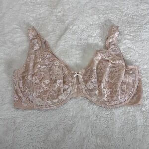 Victorias Secret Body By Victoria Unlined Demi Lace Bra 42G Beige Floral